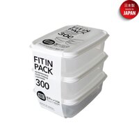 Bộ 03 hộp nhựa nắp mềm Fit in Pack 300ml đựng &amp; bảo quản thực phẩm - nội địa Nhật Bản - Trắng sữa - 1 Bộ