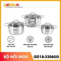 Bộ 03 nồi inox GOLDSUN GD18-3306SG