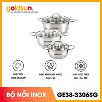 Bộ 03 nồi inox GOLDSUN GD18-3306SG  Chính Hãng tại HCM