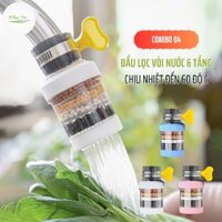 Bộ 04 cái đầu lọc vòi nước 6 tầng chịu nhiệt đến 60 độ C - giúp lọc nước sạch và an toàn khi sử dụng