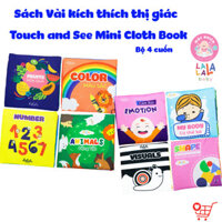 Bộ 04 Cuốn Sách Vải Cỡ Nhỏ Cho Trẻ Sơ Sinh - Touch and See Mini Cloth Book - Lalala Baby