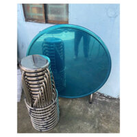 Bộ 1 bàn tròn 1m2 inox 304 dày 1.5mm + 10 ghế inox 304 giá tại xưởng sản xuất bảo hành 5 năm