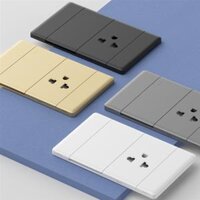 Bộ 1 công tắc 1 chiều +1 ổ cắm 3 chấu đa năng khung nhôm được bọc sứ cách điện NovaLink
