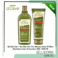 Bộ 1 Dầu Gội 400ml + 1 Dầu Xả 200ml Olive Cho Tóc Nhuộm Dalan D'Olive Nutrition Color Protection