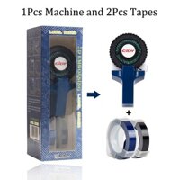 Bộ 1 Dụng Cụ Làm Nhãn DIY Với 2 Cuộn Băng Dập Nổi 3D Bằng Nhựa PVC 9mm Cho Máy In Nhãn MOTEX E101