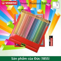 Bộ 1 hộp bút chì màu STABILO Swans Premium 3.8mm 24 cây + tẩy ExamGrade ER196E (CLP1869-24+)