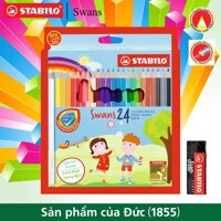 Bộ 1 hộp bút chì màu STABILO Swans 24 cây + tẩy ExamGrade ER196E (CLS1879-24+)