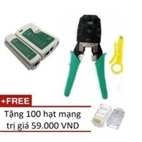 Bộ 1 Hộp test mạng đa năng RJ45 + 1 Kìm bấm mạng đa năng + Tặng 100 hạt mạng