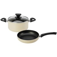Bộ 1 nồi 1 chảo nhôm 4 lớp chống dính đáy từ Elmich Smartcook SM-5117SK 20cm/24cm Kem