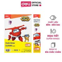 Bộ 10 Bao Bọc Sách SGK Vở Dán Bìa Trong Suốt Chống Nước Book Cover Super Wings Deli - Phù Hơp Cho Học Sinh Văn Phòng - Túi 10 Tờ