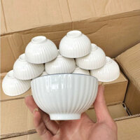Bộ 10 bát ăn cơm gốm sứ cao cấp viền đen vân sọc sang trọn Chén viền miệng chén đen KG6F
