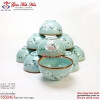 Bộ 10 Bát ăn cơm men ngọc vẽ hoa mai trắng