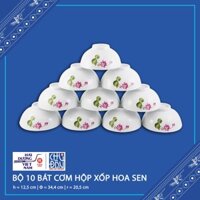 Bộ 10 bát cơm hộp xốp Hoa sen