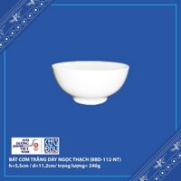 Bộ 10 bát cơm trắng dày dòng Cẩm Thạch – Sứ Hải Dương