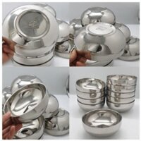 Bộ 10 bát tô inox trơn 2 lớp cách nhiệt Hoàng gia cỡ 14cm, 16cm, 18cm, 20cm