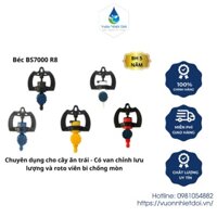Bộ 10 Béc Tưới Cây Bs7000 R8 (30-60-90-120- 50 Lít/H) Phun Mưa Xoay 360 Độ, Chống Mòn, Điều Chỉnh Bán Kính - BH 5 Năm