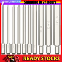 Bộ 10 Bit tuốc nơ vít lục giác Allen Key 100MM, Bộ mũi khoan cờ lê Allen 1 / 4 Inch, Bộ giá đỡ Bit mở rộng phát hành nhanh từ tính 1,5MM-12MM (Bạc)