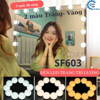 Bộ 10 bóng đèn LED gắn gương bàn trang điểm, dán trang trí gương SF603 - Có 5 chế độ ánh sáng