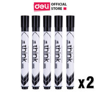 Bộ 10 Bút Lông Bảng Deli - Bút Dạ Bảng To Nhiều Mực Siêu Rẻ Viết Mướt Phù Hợp Học Sinh Văn Phòng Bảng Từ Trắng Cửa Kính - EU00120 EU00130  EU00140 - Đen - 10 cây
