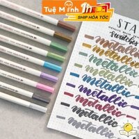 Bộ 10 bút lông ngòi mềm Brush Metallic nhiều màu, bút trang trí sổ Bullet Journal, thiệp Vpp Tuệ Minh