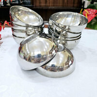 (BỘ 10 cái) CHÉN INOX 2 LỚP cách nhiệt inox không gỉ- Mẫu Trơn sang trọng- Ngang 11 cm cao 4,5cm