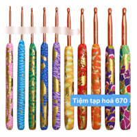 BỘ 10 CÂY KIM MÓC KIM LOẠI 2-6.5mm HOẠ TIẾT SẮC MÀU
