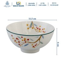 Bộ 10 chén cơm 11.5 cm Jasmine Quả Đầu Mùa Gốm sứ Minh Long cao cấp dùng cho gia đình, sứ đẹp cao cấp
