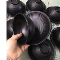 Bộ 10 chén dĩa nhựa Melamine nhám đen Size dĩa 15.0 x 2.0 cm, chén Size 11.4 x 5.8 cm