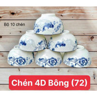 BỘ 10 CHÉN IN HOẠ TIẾT 4D BÔNG - CHÉN SỨ NHẬP KHẨU KOREA STYLE - MS-4D72