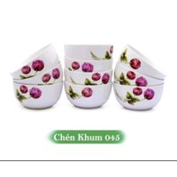 Bộ 10 Chén Sứ Khum , Chén Khum Xoắn Hình Hoa Hồng Búp Cao Cấp - Bộ 10 Chén Ăn Cơm Hình Hoa (Mẫu 045)