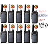 Bộ 10 Chiếc Bộ đàm Kenwood TK688S(Loa to chống từ tính, Pin sử dụng trên 12 tiếng, Sạc USB Type C đời mới)