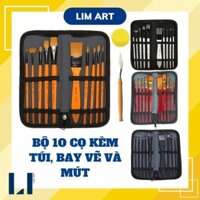 Bộ 10 cọ vẽ nghệ thuật kèm túi, bay vẽ và mút cao cấp LIM Art