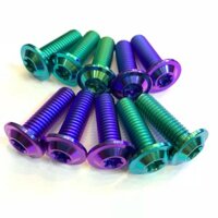 Bộ 10 con ốc dĩa GR5 Titanium 8 ly 2,5 phân dù mỏng (M8*25) gắn thông dụng tất cả các loại xe Yamha, Honda