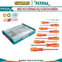 Bộ 10 công cụ cầm tay cách điện TOTAL THKTV02S101 | Bộ tô vít cầm tay (dẹp – bake), hỗ trợ tháo siết ốc vít nhanh chóng
