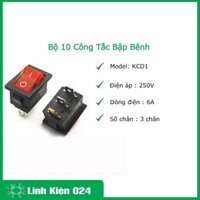 Bộ 10 Công Tắc Bập Bênh KCD1 250VAC-6A Có Đèn
