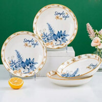 Bộ 10 Đĩa gốm sứ Bát Tràng hoạ tiết hoa 16cm| Mang nét đẹp truyền thống vào không gian ẩm thực