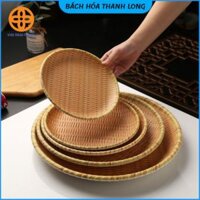 Bộ 10 đĩa nhựa tròn giả mây, có chân đế cao nhựa nguyên sinh dày dặn dùng đựng thức ăn, hoa quả nhiều kích cỡ.