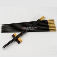 Bộ 10 Đôi Đũa ăn gỗ Mun cao cấp đầu bọc Vàng sang trọng -- đũa ăn cơm cao cấp