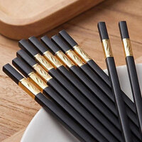 Bộ 10 đôi đũa ăn Hợp Kim đầu Bọc Vàng – Gdn