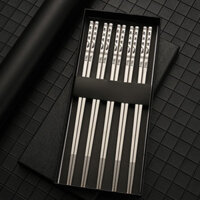 Bộ 10 đôi đũa inox 316 cao cấp chống trơn trượt TaChi Store, đũa ăn cơm không ẩm mốc không cong vênh dễ dàng vệ sinh