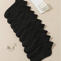 Bộ 10 đôi Tất Vớ ngắn nam nữ - Tất trung màu trơn chống mồ hôi Tre Menswear