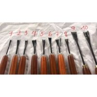 Bộ 10 đục bonsai cây cảnh làm sáo diều điêu khắc gỗ hàng mài sắc kèm cán gỗ nghiến cao cấp