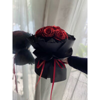 Bó 10 hoa nhũ màu đỏ gói giấy đen
