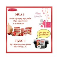 Bộ 10 hộp đựng thực phẩm RUBBERMAID CHÍNH HÃNG có nắp màu đỏ bằng nhựa PP cao cấp