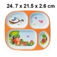 Bộ 10 khay ăn cơm trẻ em vuông nhựa Melamine cho bé 2-3-4-5 tuổi Size 24.7x21.5x2.6 cm