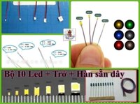 Bộ 10 Led SMD mini siêu nhỏ đấu sẵn dây kèm trở  0805 0603 0402 (3-5v) DIY độ mô hình gundam lego figure