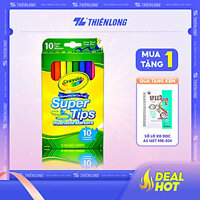 Bộ 10 màu bút lông nét mảnh - nét đậm có thể rửa được Crayola Supertips Washable Marker