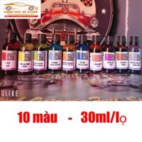 Bộ 10 Màu Pha Resin Epoxy, Resin UV - Màu trong suốt, hiệu ứng kính 30ml