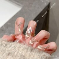 Bộ 10 miếng dán gel móng tay handmade hình bóng mặt trăng, có thể tháo rời