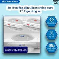 Bộ 10 miếng dán silicon chống xước hõm cửa, tay nắm cừa và gương có logo hãng xe